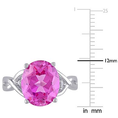 Stella Grace Sterling Silver Lab-Created Pink Sapphire & Diamond Accent Fashion Ring