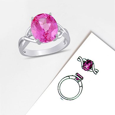 Stella Grace Sterling Silver Lab-Created Pink Sapphire & Diamond Accent Fashion Ring