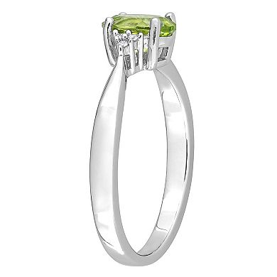 Stella Grace Sterling Silver Peridot & Diamond Accent Ring