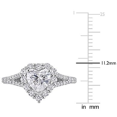 Stella Grace Sterling Silver 1-1/2 Carat T.W. Lab-Created Moissanite Heart Halo Ring