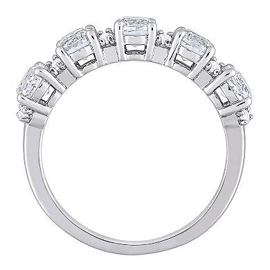 Stella Grace Sterling Silver White Topaz Semi-Eternity Ring