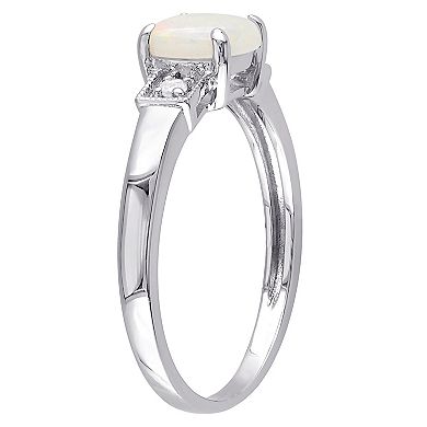 Stella Grace Sterling Silver Opal & Diamond Accent Ring