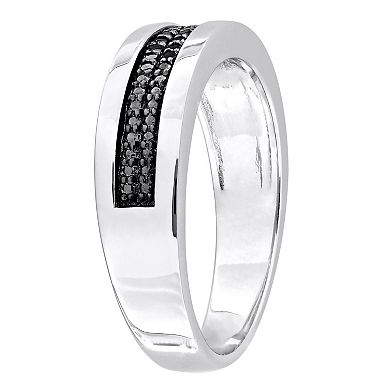 Stella Grace Men's Sterling Silver 1/10 Carat T.W. Black Diamond Anniversary Ring