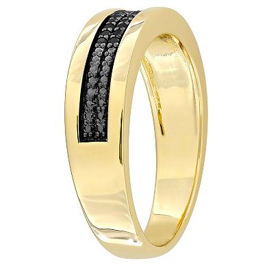 Stella Grace Men's 18k Gold Over Silver 1/10 Carat T.W. Diamond Anniversary Ring