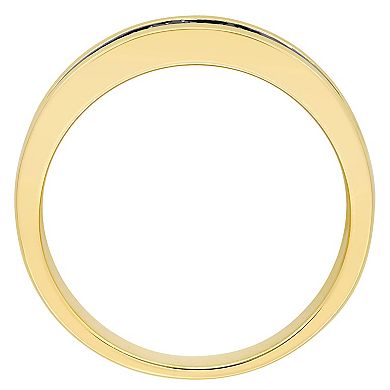 Stella Grace Men's 18k Gold Over Silver 1/10 Carat T.W. Diamond Anniversary Ring