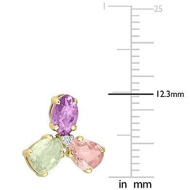 Stella Grace 14k Gold Multi-Color Sapphire & Diamond Accent 3-Stone Stud Earrings