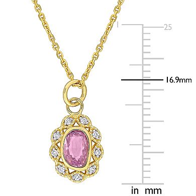 Stella Grace 14k Gold Purple Sapphire & Diamond Accent Halo Pendant Necklace