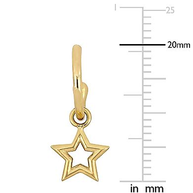 Stella Grace 14k Gold Star Drop Hoop Earrings
