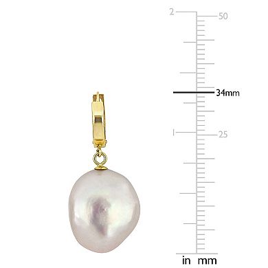 Stella Grace 14k Gold Freshwater Cultured Pearl Coin Earrings