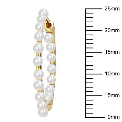 Stella Grace 14k Gold Freshwater Cultured Pearl Inside Outside Hoop Earrings