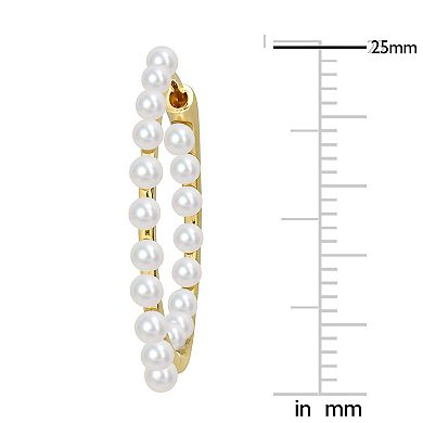 Stella Grace 14k Gold Freshwater Cultured Pearl Inside Outside Hoop Earrings