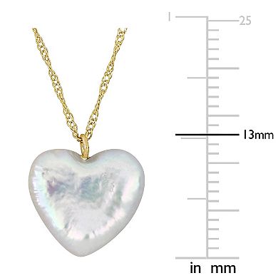 Stella Grace 14k Gold Freshwater Cultured Pearl Heart Pendant Necklace