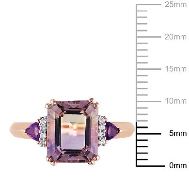 Stella Grace 18k Rose Gold Over Silver Ametrine, Amethyst & Diamond Accent Cocktail Ring