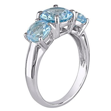 Stella Grace Sterling Silver Sky Blue Topaz 3-Stone Ring