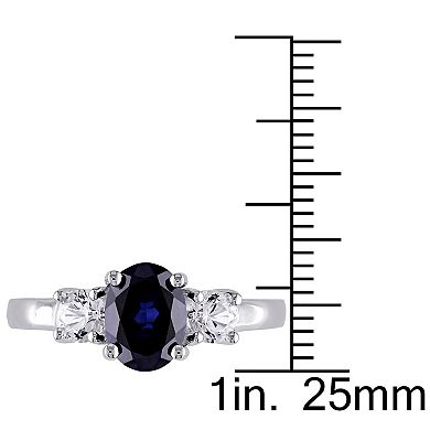 Stella Grace Sterling Silver Lab-Created Blue & White Sapphire 3-Stone Ring