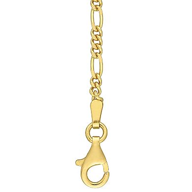 Stella Grace 18k Gold Over Silver 2.2 mm Figaro Chain Anklet