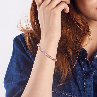 Stella Grace 18k Rose Gold Over Silver Lab-Created Pink Sapphire Tennis Bracelet