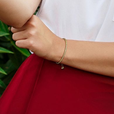 Stella Grace 18k Gold Over Silver Peridot Tassel Adjustable Tennis Bracelet