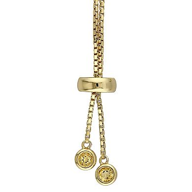 Stella Grace 18K Gold Over Silver Citrine Tassel Adjustable Tennis Bracelet