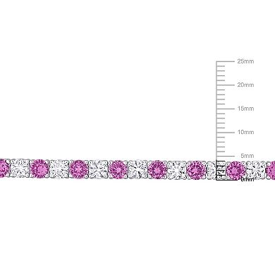 Stella Grace Sterling Silver Lab-Created Pink Sapphire & Lab-Created White Sapphire Tennis Bracelet