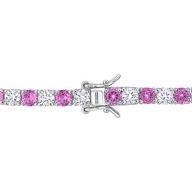 Stella Grace Sterling Silver Lab-Created Pink Sapphire & Lab-Created White Sapphire Tennis Bracelet
