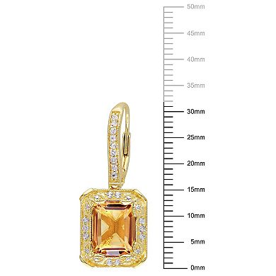 Stella Grace 18k Gold Over Silver Citrine, White Topaz & 1/10 Carat T.W. Diamond Drop Earrings