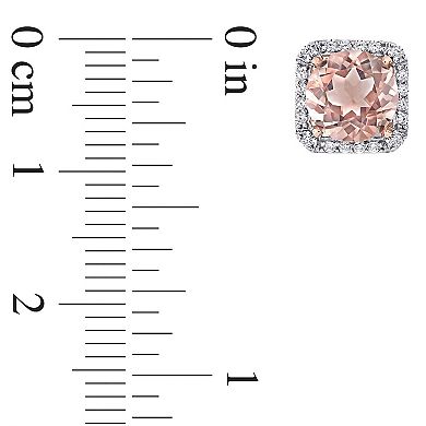 Stella Grace 18k Rose Gold Over Silver Simulated Morganite & Cubic Zirconia Halo Stud Earrings