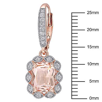 Stella Grace 18k Rose Gold Over Silver Simulated Morganite & Cubic Zirconia Leverback Earrings