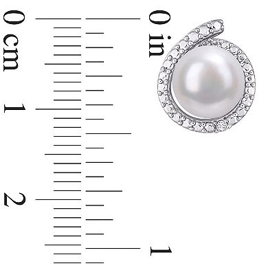 Stella Grace Sterling Silver Freshwater Cultured Pearl & Diamond Accent Halo Stud Earrings