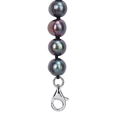 Stella Grace Men's Black Freshwater Cultured Pearl & 1/3 Carat T.W. Black Diamond Anchor Stand Necklace