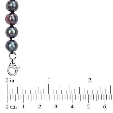 Stella Grace Men's Black Freshwater Cultured Pearl & 1/3 Carat T.W. Black Diamond Anchor Stand Necklace