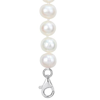 Stella Grace Men's Sterling Silver Freshwater Cultured Pearl & Black Diamond Accent Necklace with Boxing Glove Charm