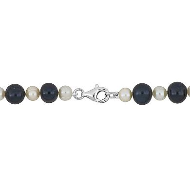 Stella Grace Men's Black & White Freshwater Cultured Pearl Necklace