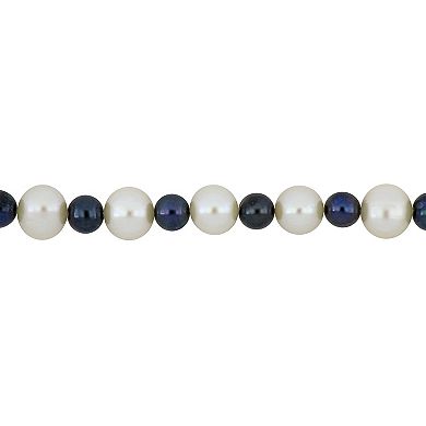 Stella Grace Men's Black & White Freshwater Cultured Pearl Strand Necklace