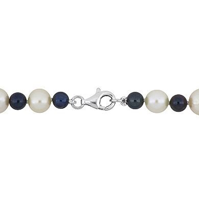 Stella Grace Men's Black & White Freshwater Cultured Pearl Strand Necklace