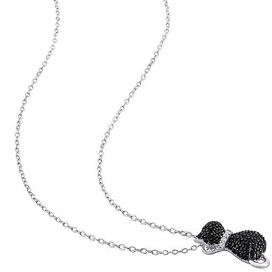 Stella Grace Sterling Silver Black Spinel & Lab-Created White Sapphire Kitty Cat Pendant Necklace