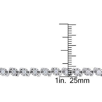 Stella Grace Sterling Silver 1 Carat T.W Diamond S-Shaped Bracelet