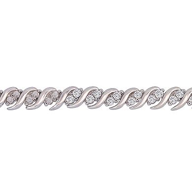 Stella Grace Sterling Silver 1 Carat T.W Diamond S-Shape Tennis Bracelet