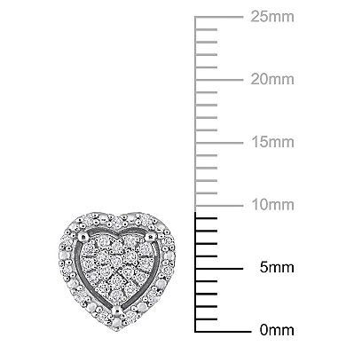 Stella Grace Sterling Silver 1/3 Carat T.W. Diamond Heart Halo Stud Earrings