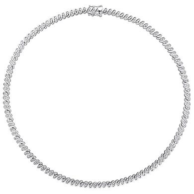 Stella Grace Sterling Silver 2 Carat T.W. Diamond Twist Tennis Necklace