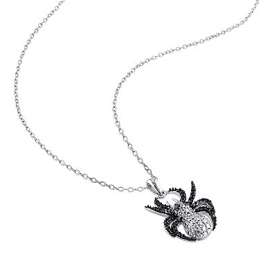 Stella Grace Sterling Silver Black Diamond Accent Spider Pendant Necklace
