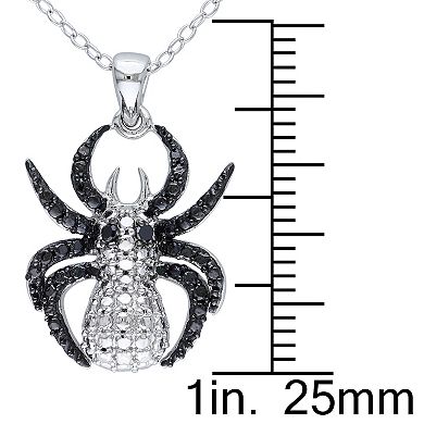 Stella Grace Sterling Silver Black Diamond Accent Spider Pendant Necklace