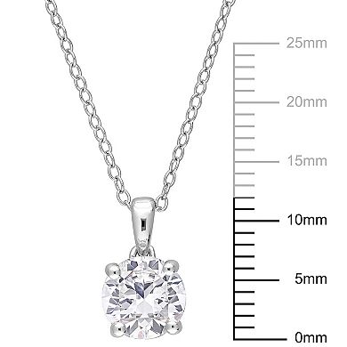 Stella Grace Sterling Silver Lab-Created White Sapphire Solitaire Pendant Necklace