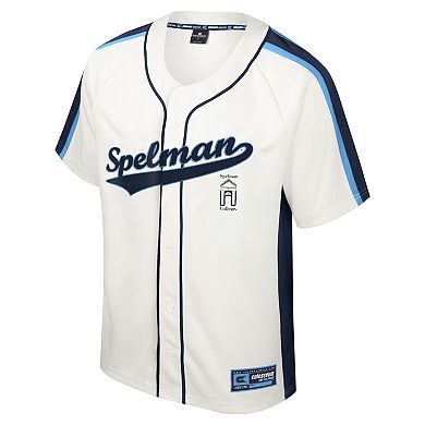 Men's Colosseum Cream Spelman College Jaguars Ruth Button-Up Baseball Jersey