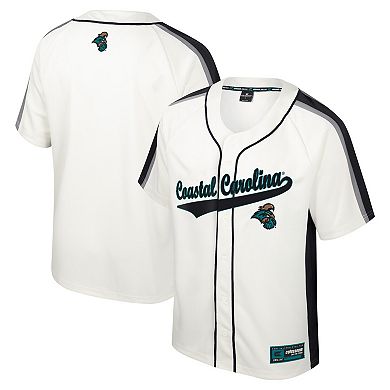 Men's Colosseum Cream Coastal Carolina Chanticleers Ruth Button-Up Baseball Jersey