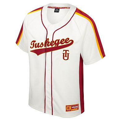 Men's Colosseum Cream Tuskegee Golden Tigers Ruth Button-Up Baseball Jersey