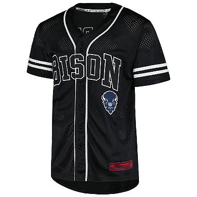 Men's Colosseum Black Howard Bison Free Spirited Mesh Button-Up Baseball Jersey