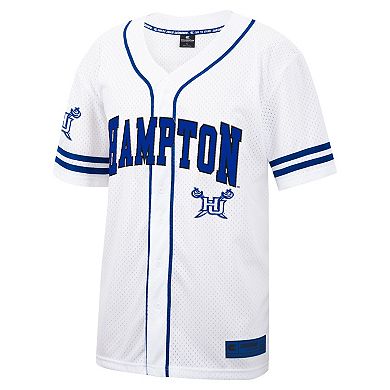 Men's Colosseum White Hampton Pirates Free Spirited Mesh Button-Up Baseball Jersey