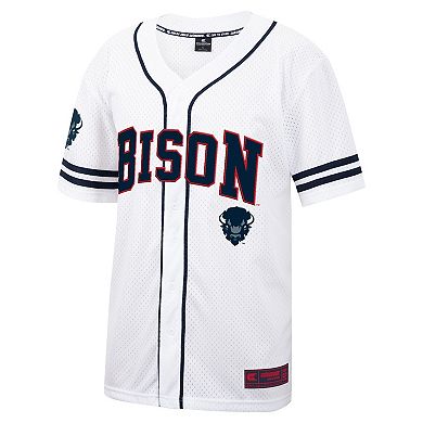 Men's Colosseum White Howard Bison Free Spirited Mesh Button-Up Baseball Jersey