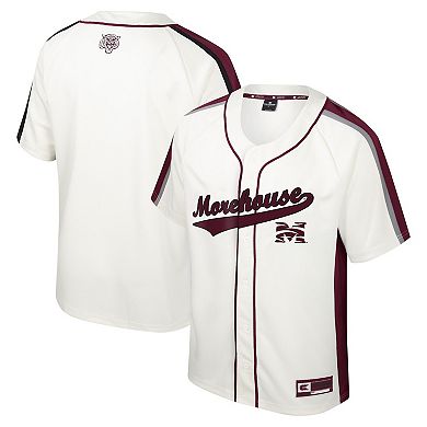 Men's Colosseum Cream Morehouse Maroon Tigers Ruth Button-Up Baseball Jersey